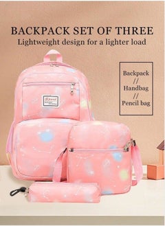 MIXDE 3-Piece Backpack Set Simple Large-Capacity Carrying School Bag Shoulder Bag Pencil Bag Waterproof Fabric Light Texture  - Image 2