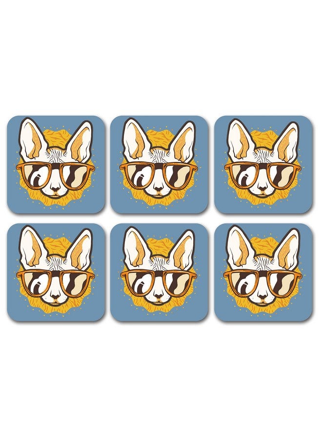 Tinywalk cat Coasters for Quotes Wooden Printed Coaster Square (3.5X3.5) inch Set of 6 Pieces - Image 1