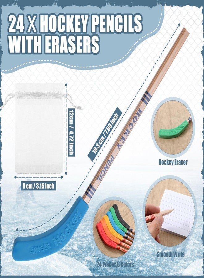 Ecation 24 Sets Hockey Graduation Gifts Hockey Team Gifts Include Hockey Pencils with Erasers Hockey Pencils Hockey Wish Bracelets with Card and Gift Bags for Team Birthday Parties School Prizes - Image 2