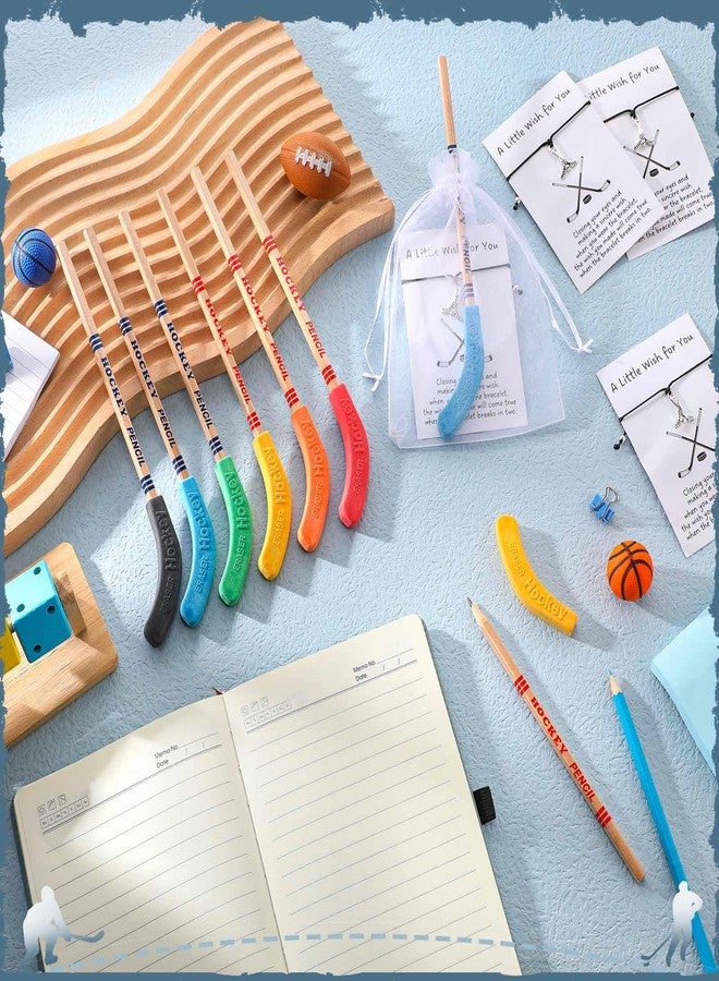 Ecation 24 Sets Hockey Graduation Gifts Hockey Team Gifts Include Hockey Pencils with Erasers Hockey Pencils Hockey Wish Bracelets with Card and Gift Bags for Team Birthday Parties School Prizes - Image 4