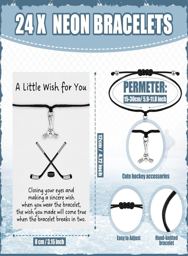 Ecation 24 Sets Hockey Graduation Gifts Hockey Team Gifts Include Hockey Pencils with Erasers Hockey Pencils Hockey Wish Bracelets with Card and Gift Bags for Team Birthday Parties School Prizes - Image 3