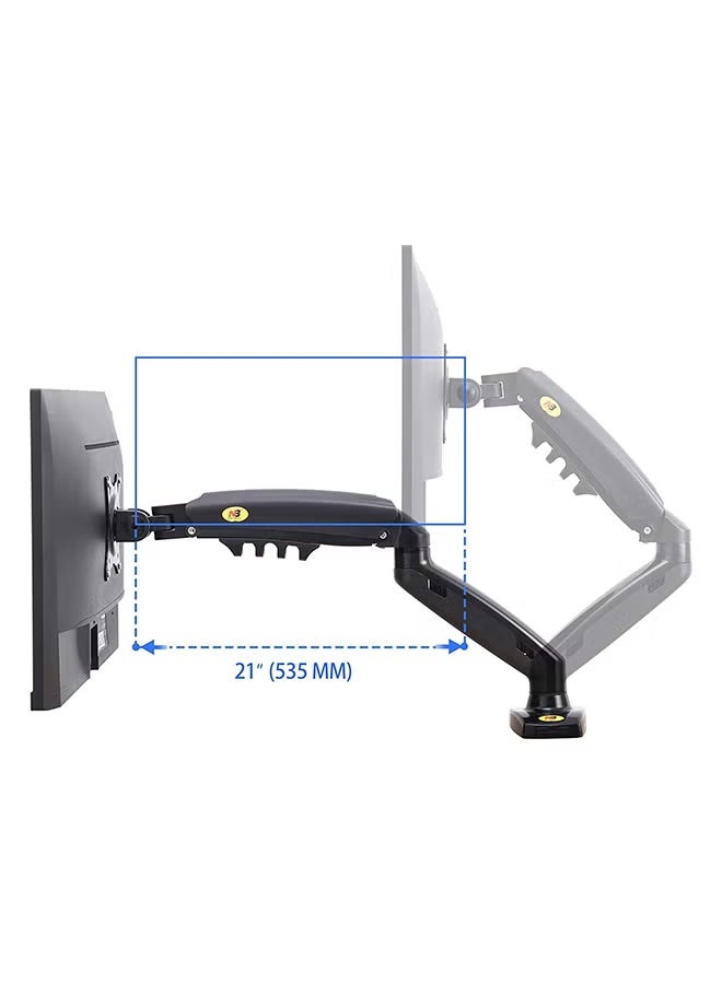 Desktop monitor stand with full-motion rotating arm for 17" to 30" computers, weighing 4.4 lbs to 14.3 lbs. Black. - Image 1