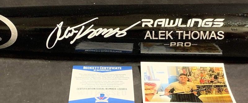 SidsGraphs Alek Thomas Arizona Diamondbacks Autographed Signed Black Baseball Bat Beckett WITNESS COA Silver - Image 1