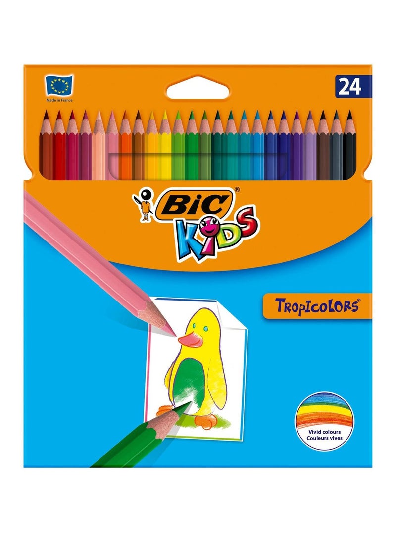 Bic أقلام تلوين خشبية متعددة الألوان، 24 قطعة 
