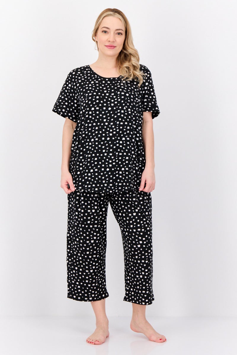 ANNE KLEIN Women 2 Pieces Allover Print Pajama Set, Multicolor - Image 1