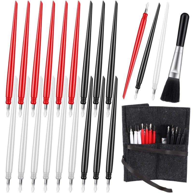 HaiFafafaing 20pcs Scratch Art Tools Scratch Art Stylus Sticks Tools for Adults with Bag Scratchs Arts Pen with Clean Brush Scratching Drawing Color Pens Paper Painting Scratchboard Crafts Set - Image 3