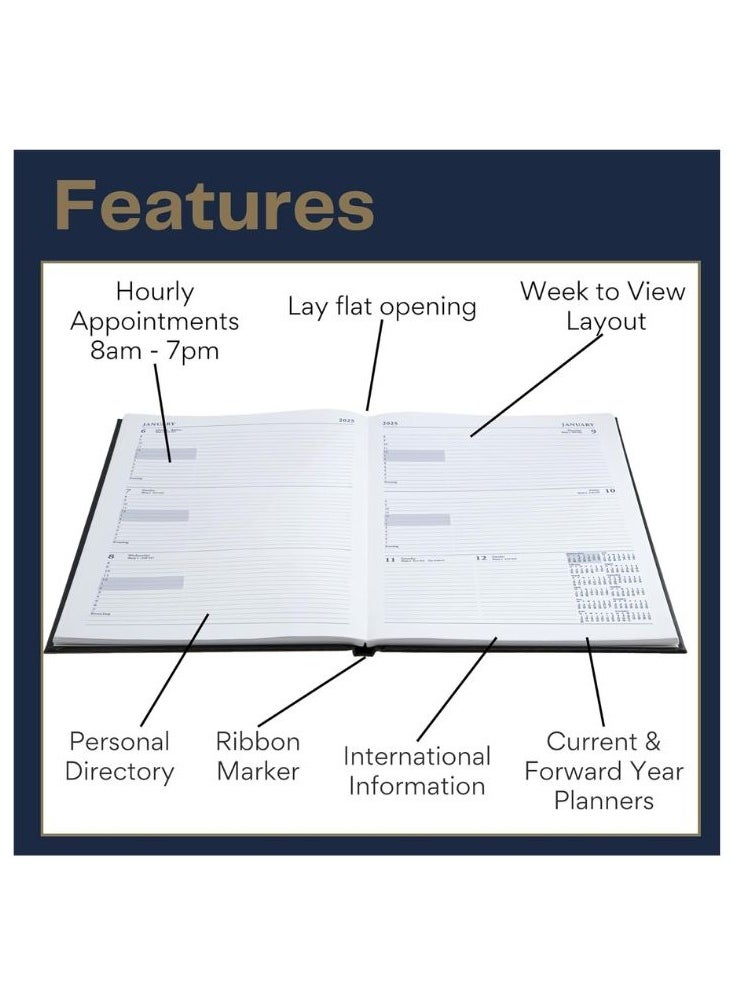 Collins - Collins Standard Desk Mid Year Diary Planner A4 Week To View Academic Year 2024-25 (Appointments) FSC Paper - Red - Weekly Journal for Students, Teachers - 40M.15-2425 - July 2024 to July 2025 - Image 1