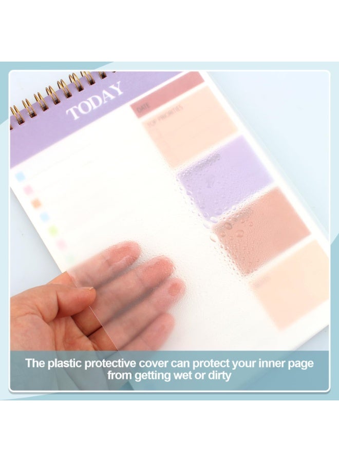 2 Pack A5 Daily Planner, 60 Pages To Do List Notepad, 120GSM Paper Spiral Binding Notebook for School Office Home Task Checklist and Personal Organization, Transparent - Image 4