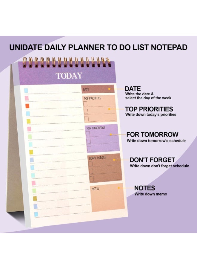 2 Pack A5 Daily Planner, 60 Pages To Do List Notepad, 120GSM Paper Spiral Binding Notebook for School Office Home Task Checklist and Personal Organization, Transparent - Image 5