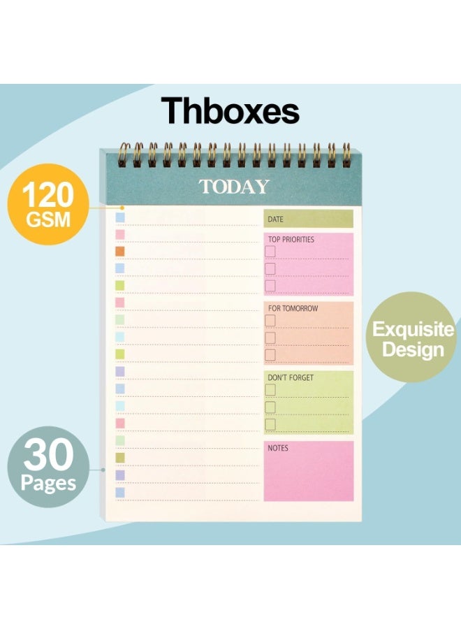 2 Pack A5 Daily Planner, 60 Pages To Do List Notepad, 120GSM Paper Spiral Binding Notebook for School Office Home Task Checklist and Personal Organization, Transparent - Image 3