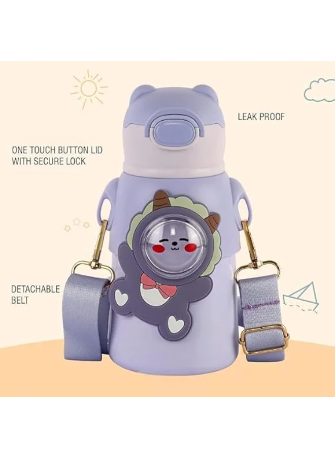 Mobcos Mobcos W Bottle Purple MOBCOS Cute Teddys Water Bottle with Straw, Stainless Steel Drinking Bottle with Straps Reusable Metal Water Bottle Leak Proof Vacuum Insulated Water Bottles for Girls and Boys Keep Hot and Cold (Purple)  | Best Price UAE