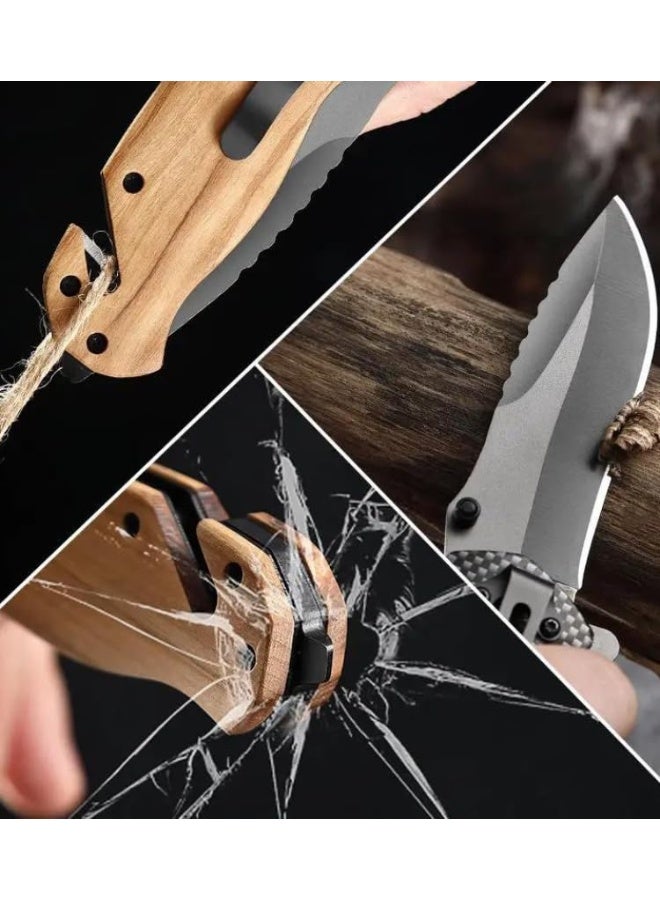 كيا سترونج @ شارب سكين كيا الحديثة القابلة للطي، سكين جيب من الفولاذ المقاوم للصدأ الألماني، شفرة مزدوجة، سكين صغيرة الحجم، مقبض خشبي، أفضل هدية للرجال والنساء، الأداة المثالية للمسافرين، الصيد، التخييم، إلخ. - Image 5