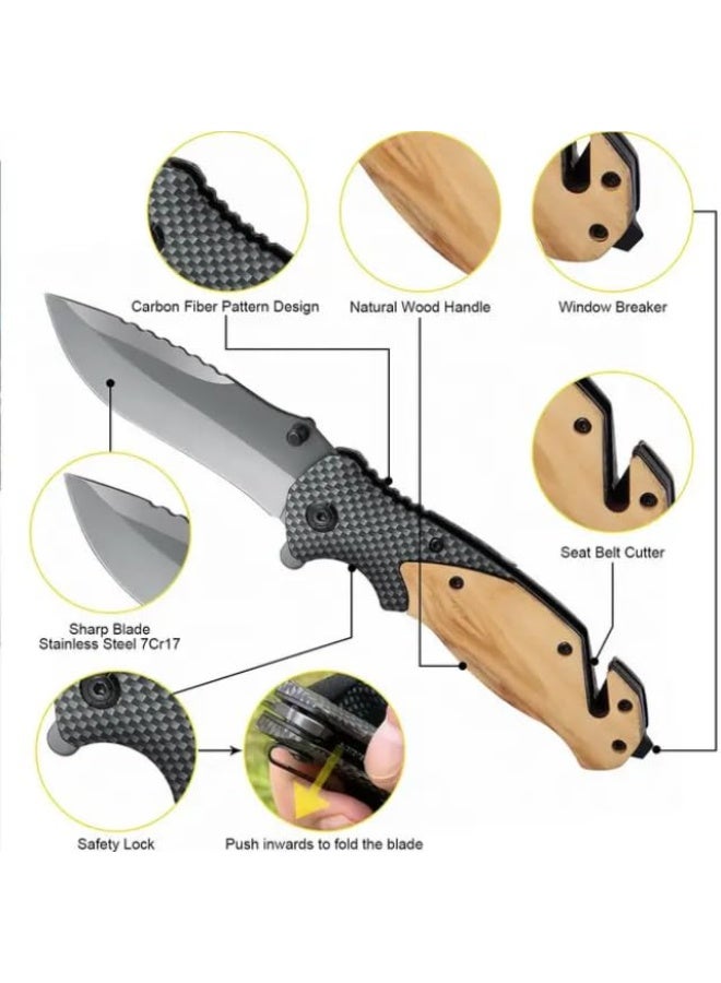 كيا سترونج @ شارب سكين كيا الحديثة القابلة للطي، سكين جيب من الفولاذ المقاوم للصدأ الألماني، شفرة مزدوجة، سكين صغيرة الحجم، مقبض خشبي، أفضل هدية للرجال والنساء، الأداة المثالية للمسافرين، الصيد، التخييم، إلخ. - Image 2