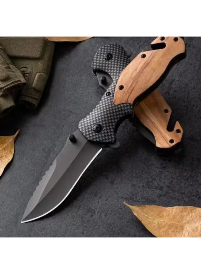 كيا سترونج @ شارب سكين كيا الحديثة القابلة للطي، سكين جيب من الفولاذ المقاوم للصدأ الألماني، شفرة مزدوجة، سكين صغيرة الحجم، مقبض خشبي، أفضل هدية للرجال والنساء، الأداة المثالية للمسافرين، الصيد، التخييم، إلخ. - Image 3