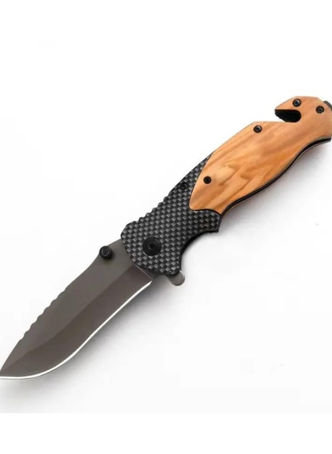 كيا سترونج @ شارب سكين كيا الحديثة القابلة للطي، سكين جيب من الفولاذ المقاوم للصدأ الألماني، شفرة مزدوجة، سكين صغيرة الحجم، مقبض خشبي، أفضل هدية للرجال والنساء، الأداة المثالية للمسافرين، الصيد، التخييم، إلخ. - Image 1