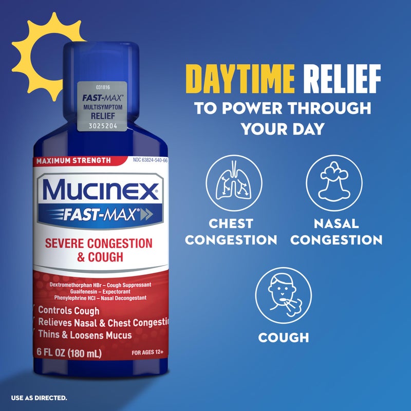 Mucinex Fast-Max & NightShift Combo Pack - Max Strength Cough & Cold Medicines For Mucus Relief, Chest Congestion, Nasal Congestion, Sinus Congestion, Sinus Pressure, Cough Symptom Relief (2x 6 FL OZ) - Image 2