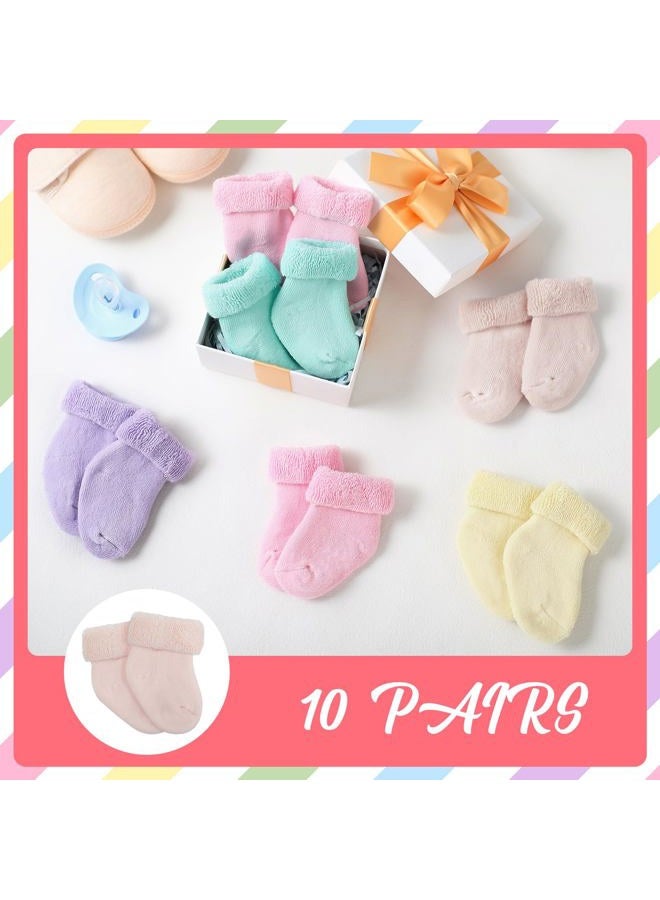 Twistover 10 Pairs Preemie Baby Terry Cotton Turn Cuff Socks for Newborn Girls Boys - Nicu, Macaron Colors, Premature - Image 4