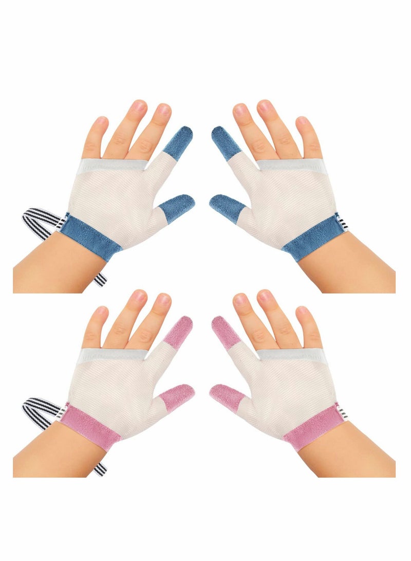Baby Stop Thumb Sucking Finger Guard, Breathable Finger Protection Kid, Soft Mesh Fabric Stop Sucking Glove No Scratch Breathable Finger Thumb Protector with Wrist Band for Kids Toddlers (2 pcs)