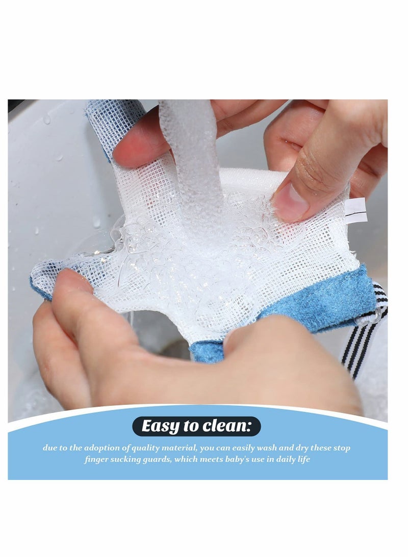 Baby Stop Thumb Sucking Finger Guard, Breathable Finger Protection Kid, Soft Mesh Fabric Stop Sucking Glove No Scratch Breathable Finger Thumb Protector with Wrist Band for Kids Toddlers (2 pcs)