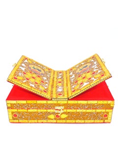 Shri Shri Handicraft Shri Shri Handicraft Handmade Quran Box fordable Wooden rehal holy Books Stand Quran Box Stand Book Stand Golden Beads Work 13 4 Inch  - Image 3