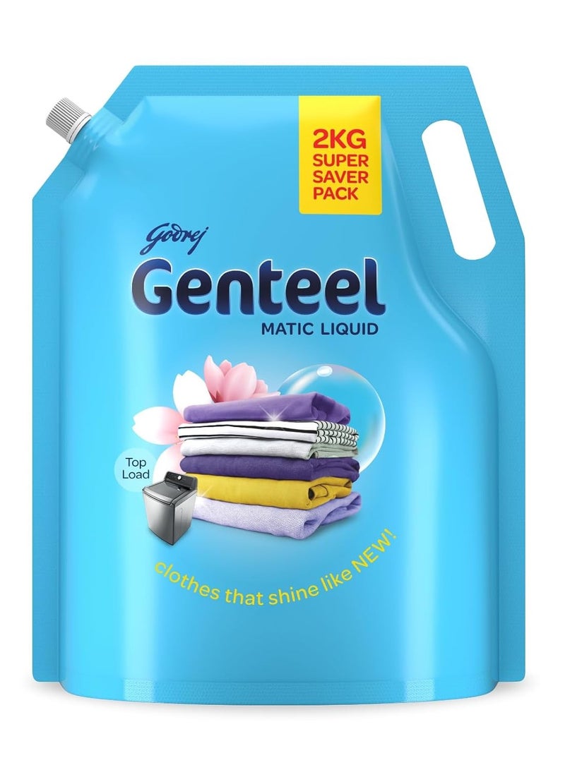 Genteele Matic Liquid Detergent Refill Pouch for Top Load Washing 2kg No Soda Formula with Fabric Conditioner  - Image 1