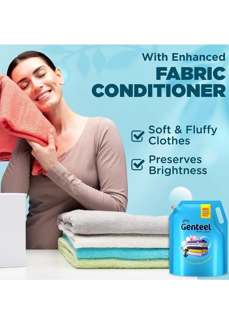 Genteele Matic Liquid Detergent Refill Pouch for Top Load Washing 2kg No Soda Formula with Fabric Conditioner  - Image 4