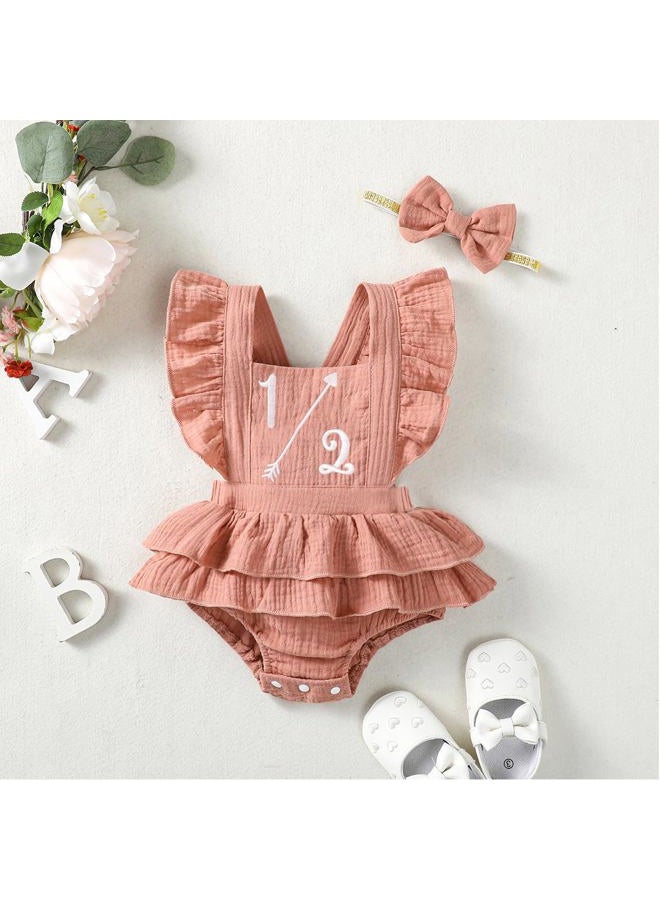 Happidoo Baby Girls Half Birthday Outfit 1/2 Birthday Clothes Romper Half Way to One Birthday Bodysuit (Pink,6-12 Months) - Image 2