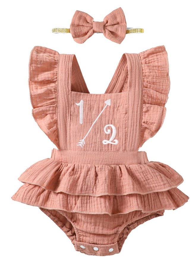 Happidoo Baby Girls Half Birthday Outfit 1/2 Birthday Clothes Romper Half Way to One Birthday Bodysuit (Pink,6-12 Months) - Image 1