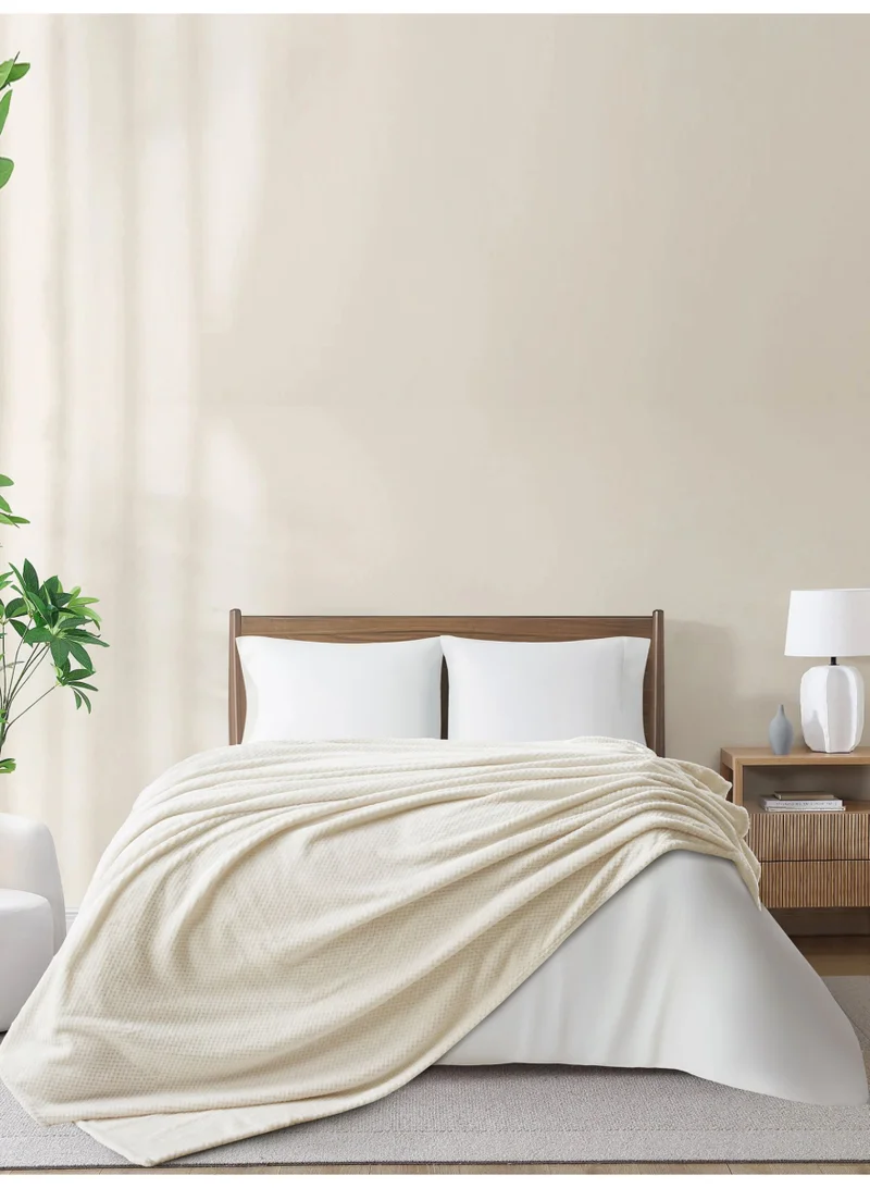 Donetella Fleece Blanket, Single Size 170x240 cm, 300 GSM, Waffle Texture - Lightweight Ultra Soft & Warm Solid Throw Blanket, Cozy for Sofa, Bed & Couch