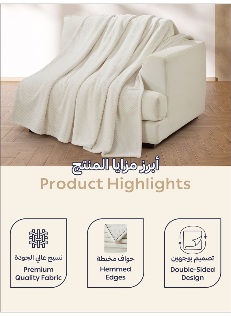 Donetella Fleece Blanket, Single Size 170x240 cm, 300 GSM, Waffle Texture - Lightweight Ultra Soft & Warm Solid Throw Blanket, Cozy for Sofa, Bed & Couch  - Image 4