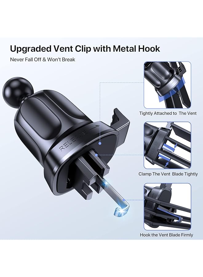 ميراكيس حامل هاتف للسيارة 4 في 1 حامل هاتف للسيارة وحامل جوال للسيارة للوحة القيادة وفتحة التهوية والزجاج الأمامي متوافق مع Iphone 14 Pro Max 13 12 11 Samsung S23 Xiaomi Google والمزيد - Image 4