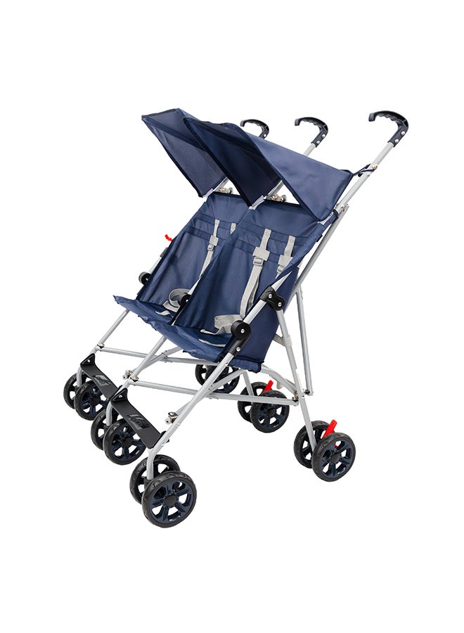Moon Jet Plus  Twin Buggy Lightweight Travel strollers -Umbrella Fold- up to 30Kg, 6m+ - Dark Blue - Image 1
