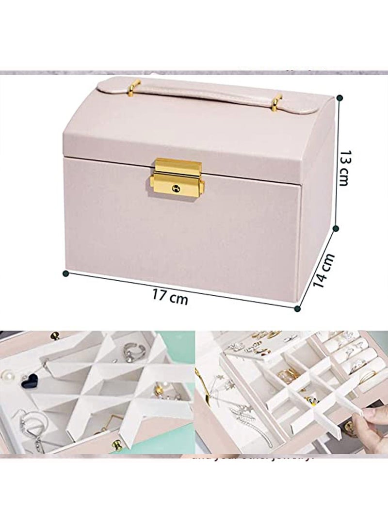 MONOGUE Jewelry Box Organizer PU Leather with 2 Drawers, 3-Tier Jewelry Storage Case for Women's Jewelry - Image 2