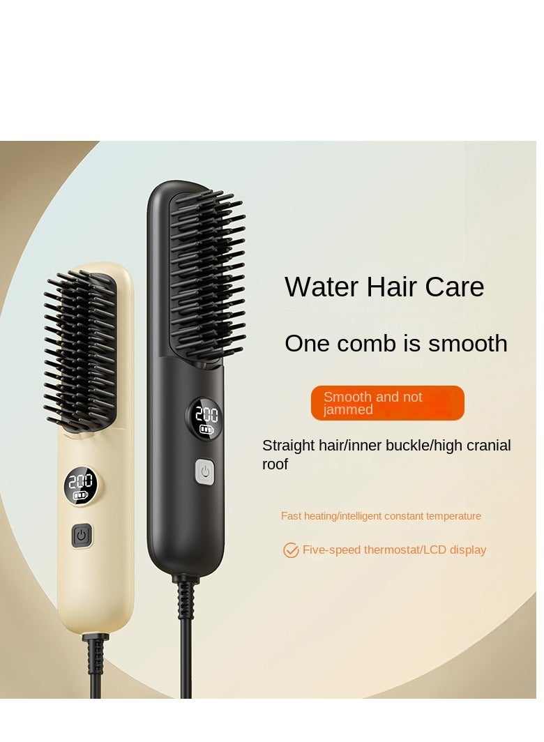 Obos Mini Hair Straightening Brush Comb with PTC Heating Technology Thermal Beard Comb Brush Electric Hot Straightening Comb - Image 1