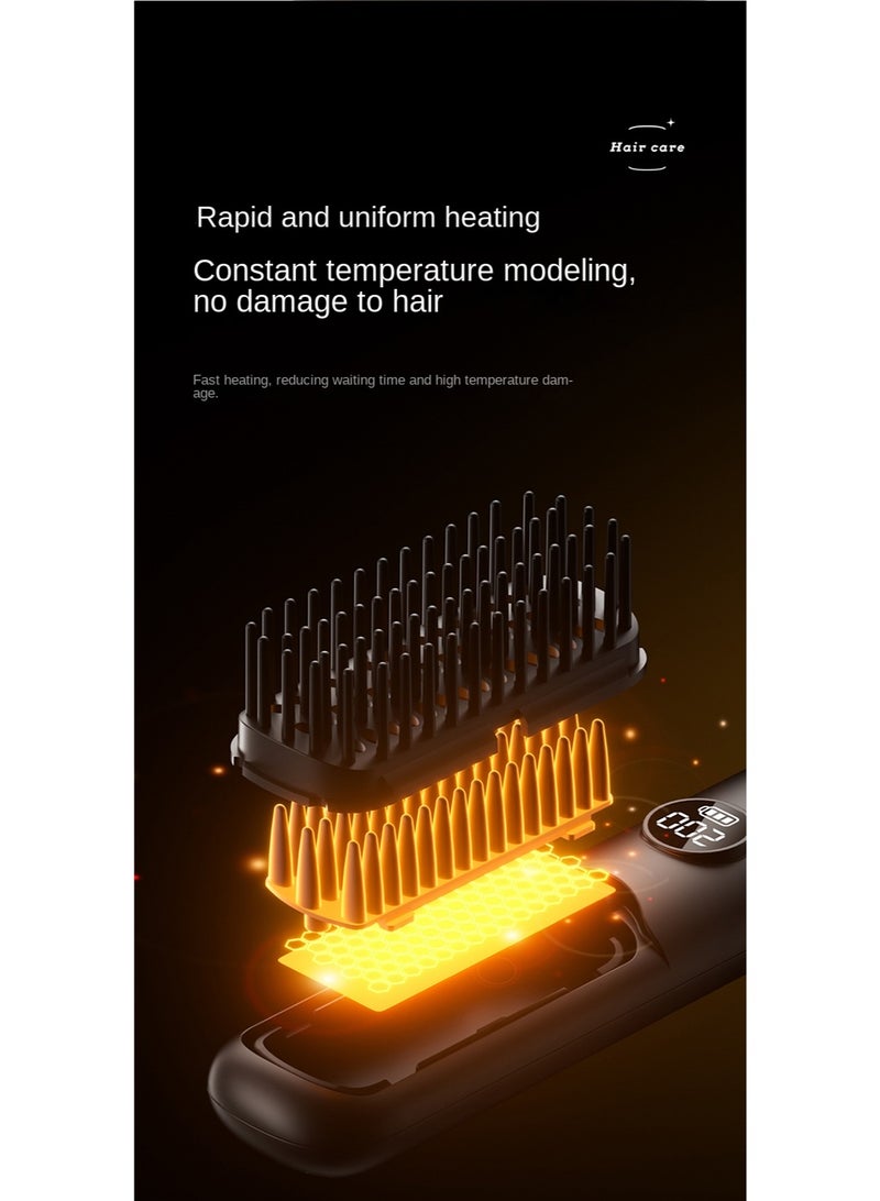 Obos Mini Hair Straightening Brush Comb with PTC Heating Technology Thermal Beard Comb Brush Electric Hot Straightening Comb - Image 3