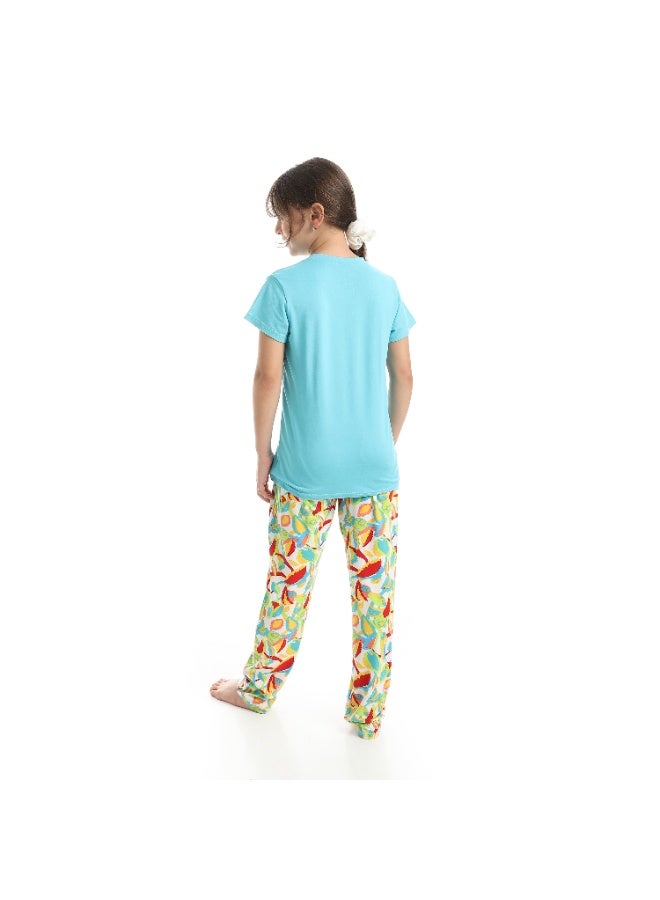 Caesar Girls' summer pajamas with chest prints - Image 4