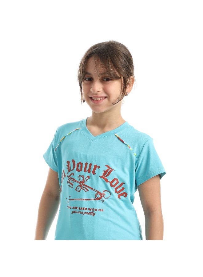 Caesar Girls' summer pajamas with chest prints - Image 5