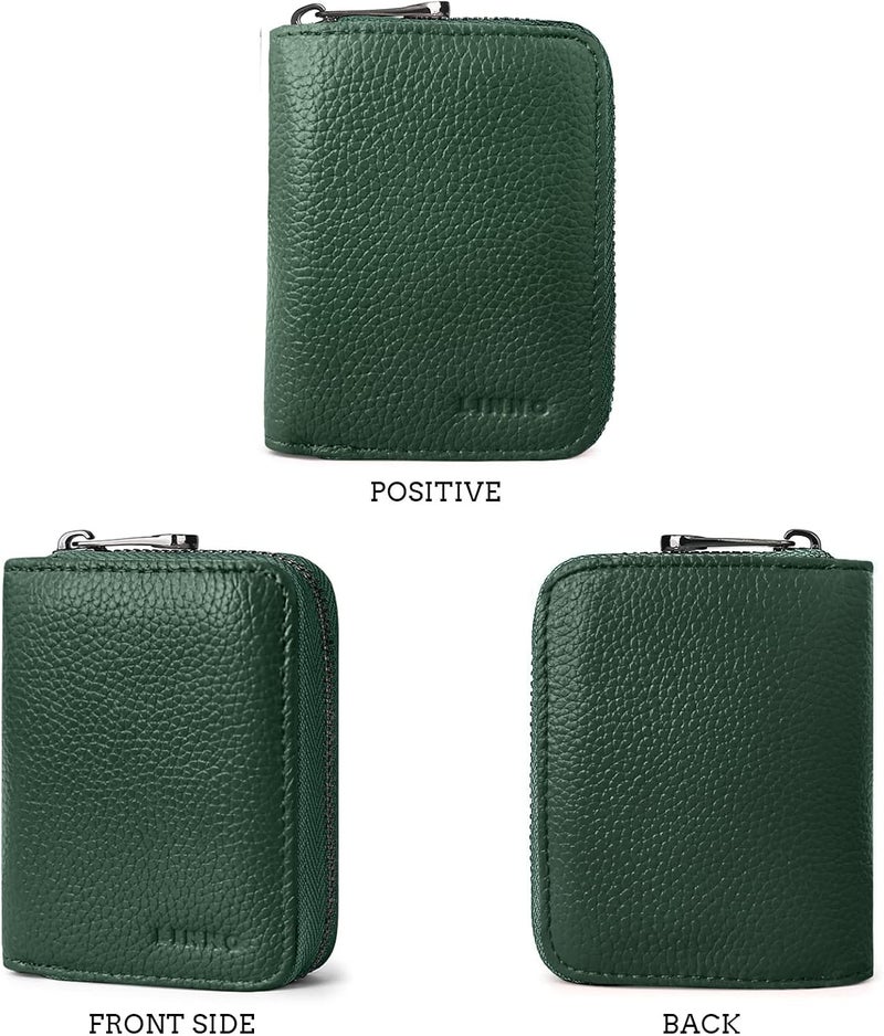 Linno RFID 20 Slots Credit Card Holder Genuine Leather Small Wallet for Women or Men with Zipper - Image 5
