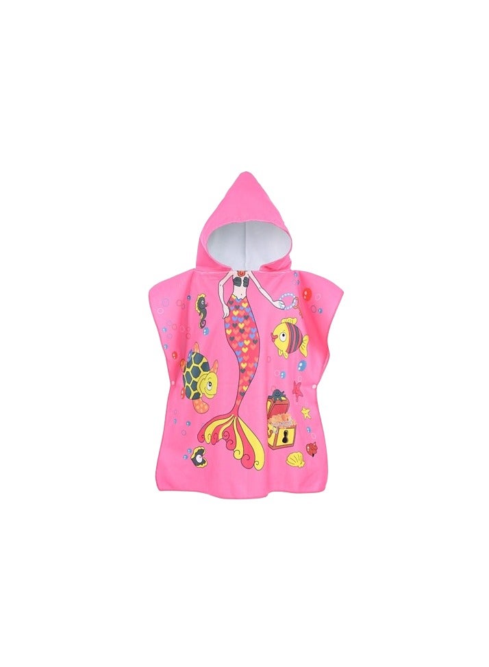 2 منشفة حمام للأطفال من 1 إلى 6 سنوات منشفة للأطفال الصغار بغطاء للرأس منشفة حمام من الألياف الدقيقة رداء حمام فائق النعومة رداء حمام بونشو للبنات السباحة الشاطئ العطلة اللعب بالماء بنات الشاطئ المسبح حمام السباحة أغطية السباحة (2 قطعة) حورية البحر+أخطبوط - Image 3