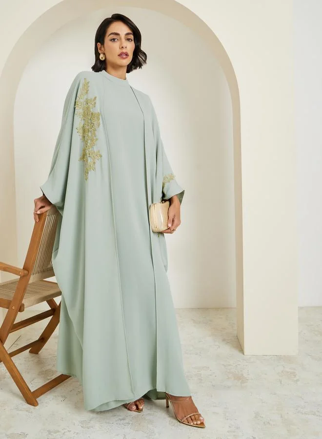 Amirah Women Layered Look Jalabiya with Lace Trim