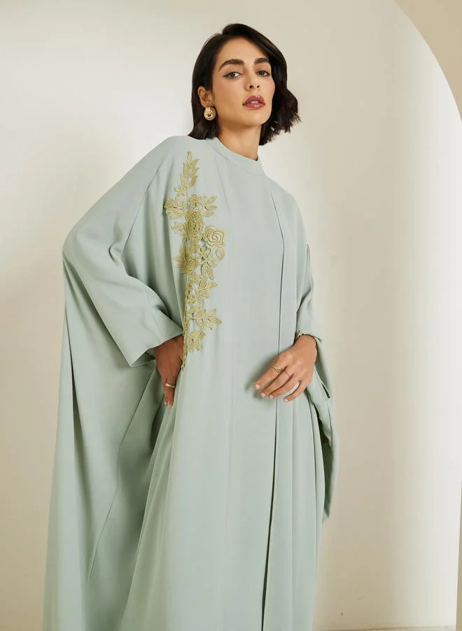 Amirah Women Layered Look Jalabiya with Lace Trim