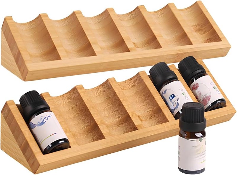 حامل طلاء الأظافر العطري الخشبي الأساسي، منظم مائل لـ 6 زجاجات، عبوة من 2 قطعة - Image 2