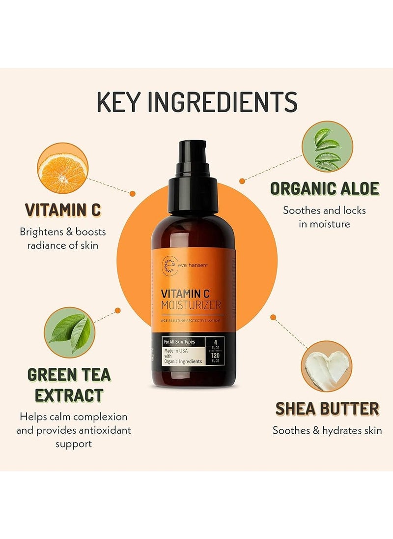 Eve Hansen - Eve Hansen Natural Vitamin C Face Moisturizer | 4oz Anti Aging Moisturizer with Vitamin B, Green Tea, Jojoba Oil | Anti Wrinkle Face Cream for Dark Spots, Improved Elasticity, Fine Lines, Firmer Skin - Image 1