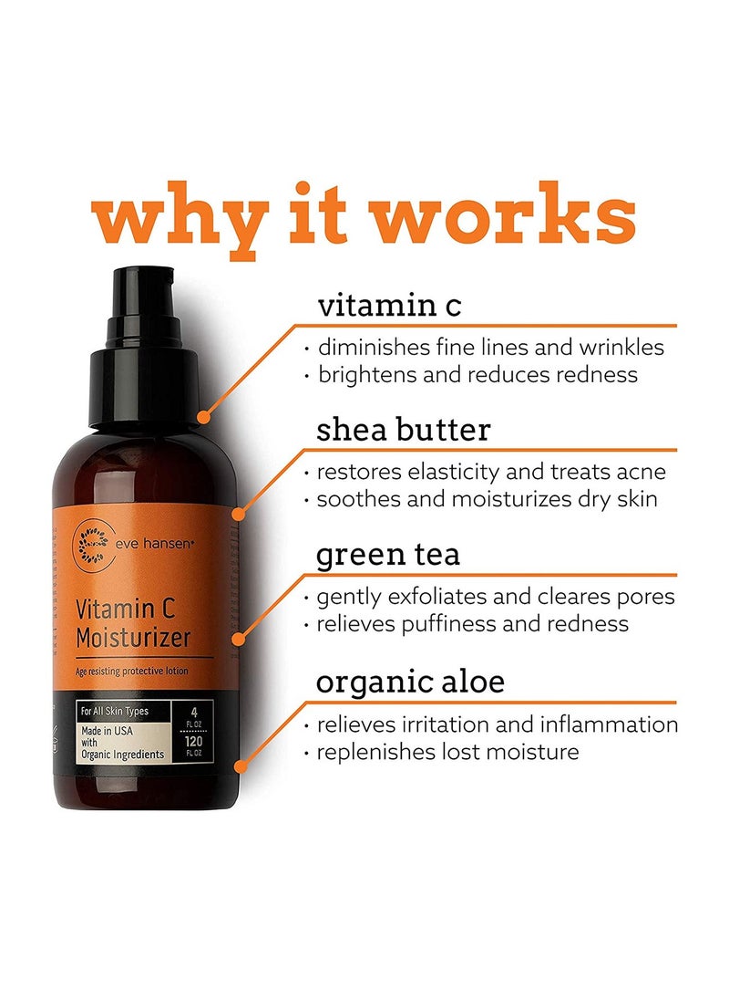 Eve Hansen - Eve Hansen Natural Vitamin C Face Moisturizer | 4oz Anti Aging Moisturizer with Vitamin B, Green Tea, Jojoba Oil | Anti Wrinkle Face Cream for Dark Spots, Improved Elasticity, Fine Lines, Firmer Skin - Image 1