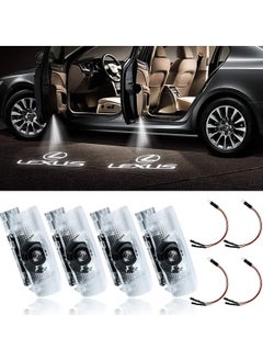 KASTWAVE 4 Pack LED Car Door Logo Light Projector, Welcome Laser Lights Car Door Courtesy Lights 3D Logo Door Lights White LED Projector Lamps for RXESGXLSLXISGSRCUX Series Lexus Door Light Replacement  - Image 1