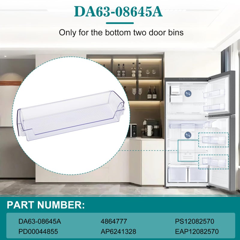 Garsoo حاوية رف الباب DA63-08645A (OEM) متوافقة مع سامسونج RT18M6215SG، RT18M6215SR، إلخ، رقم الجزء: PD00044855، 4864777، AP6241328، PS12082570، EAP12082570 - Image 3