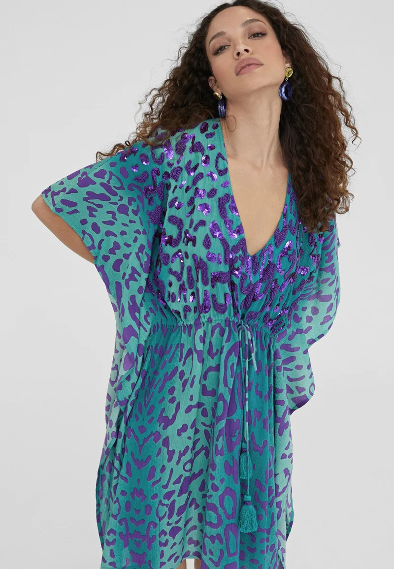 Lola Casademunt Short animal print caftan