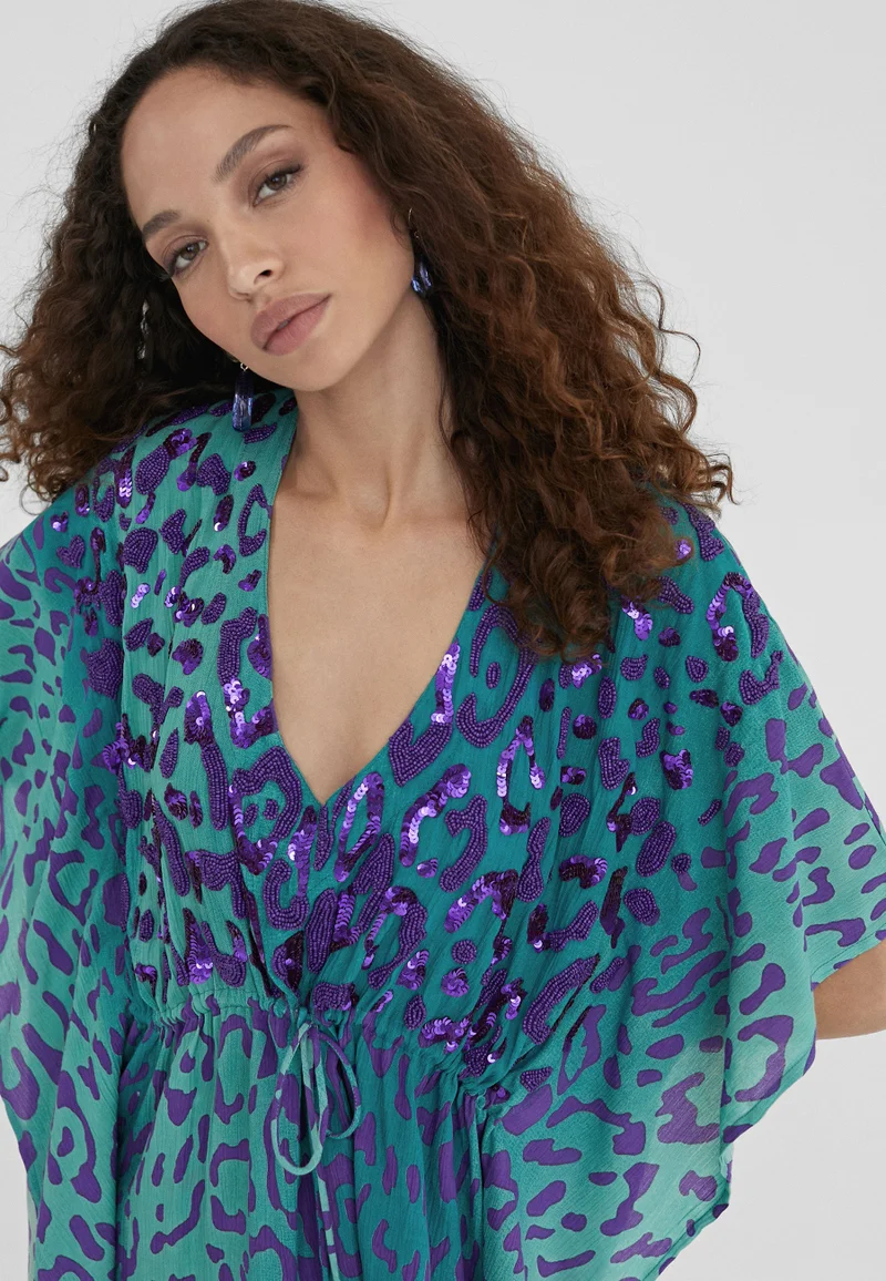 Lola Casademunt Short animal print caftan