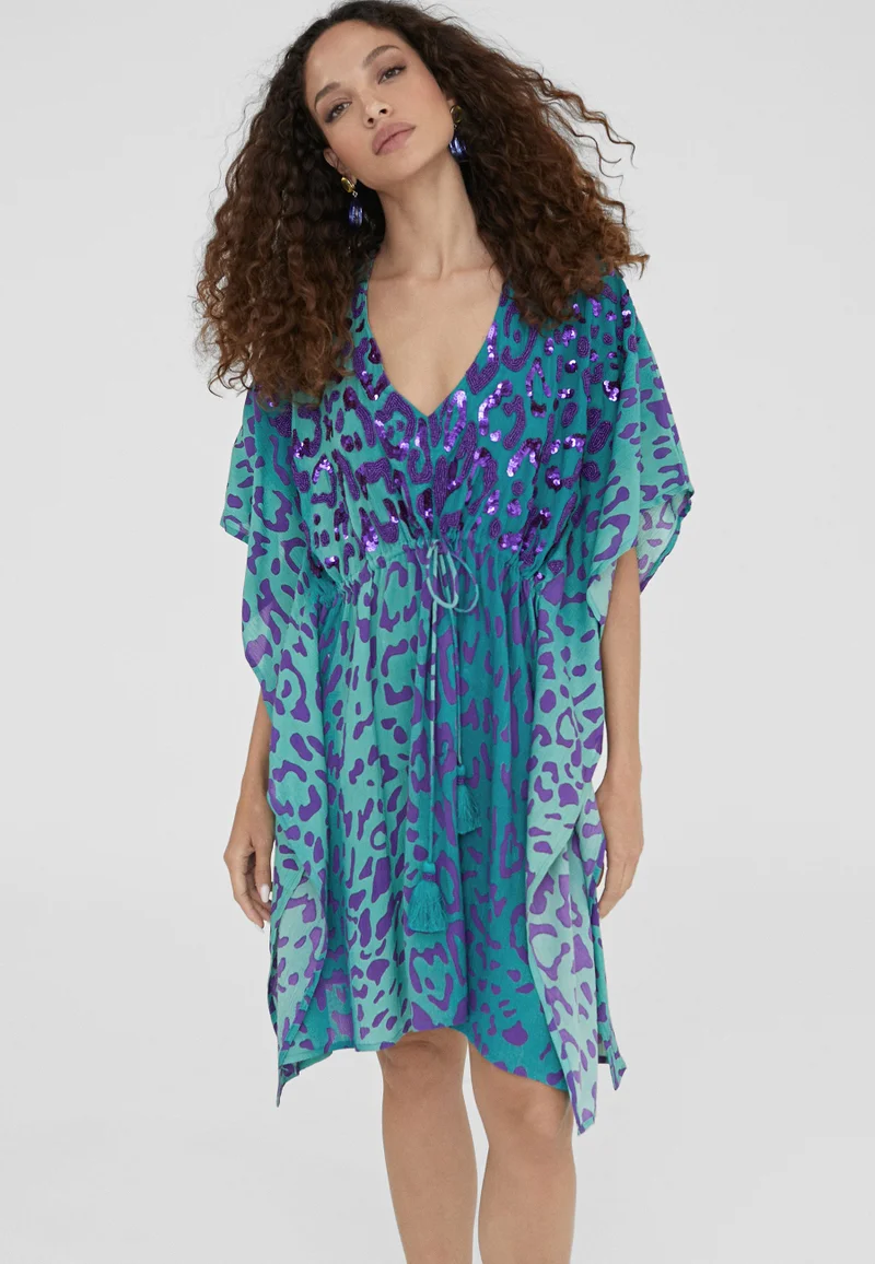 Lola Casademunt Short animal print caftan