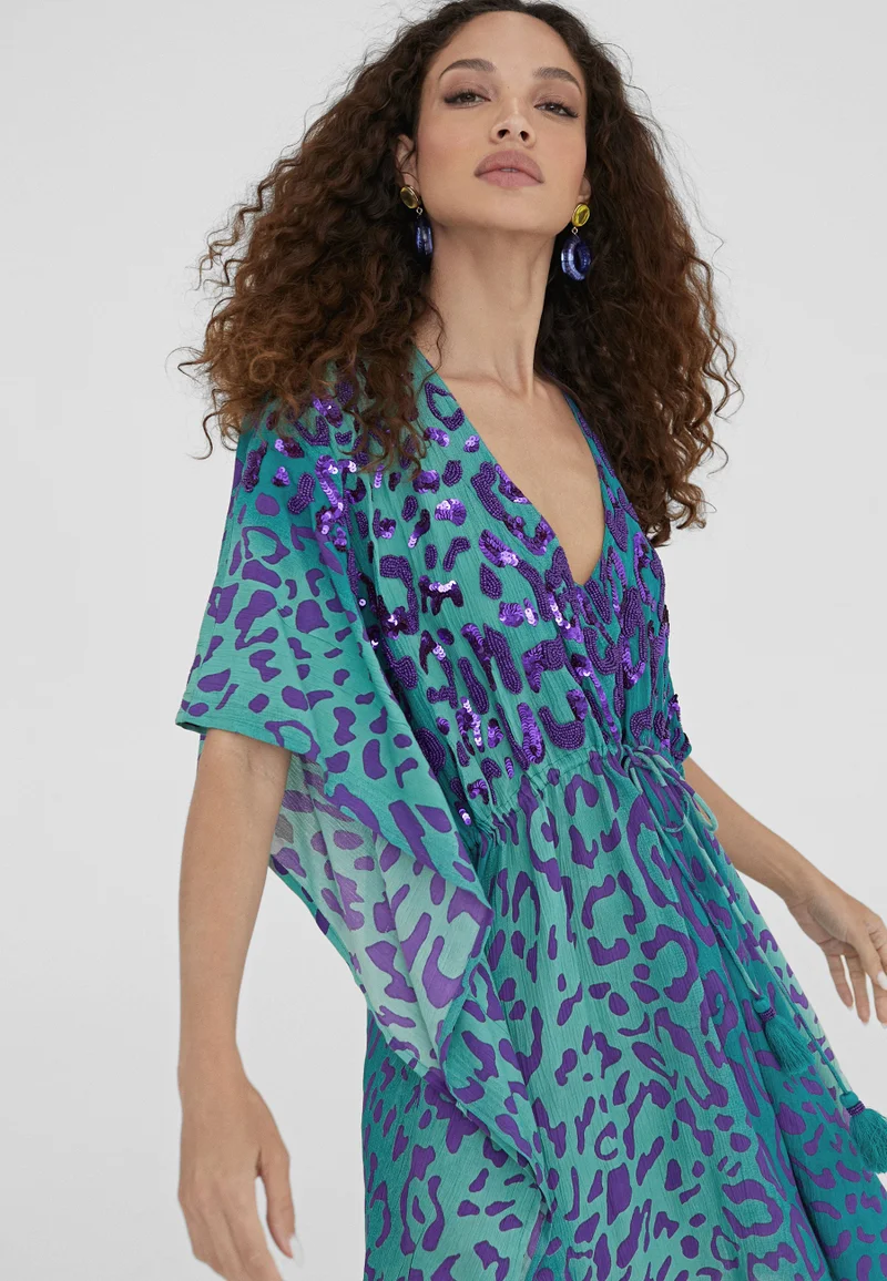 Lola Casademunt Short animal print caftan